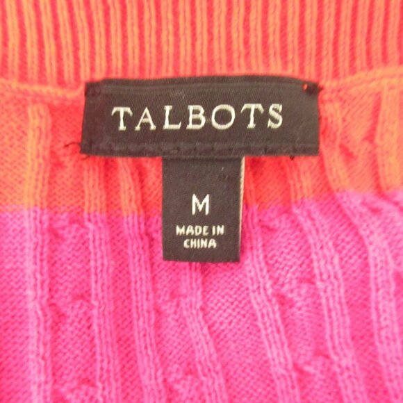 Talbots Cardigan Sweater M Medium Stripe Button Up 3/4 Sleeve - Picture 5 of 6